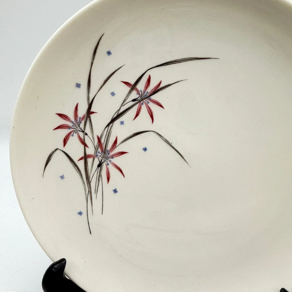 Syracuse China Carefree Flame Lily Salad Plates Set of 4 MCM